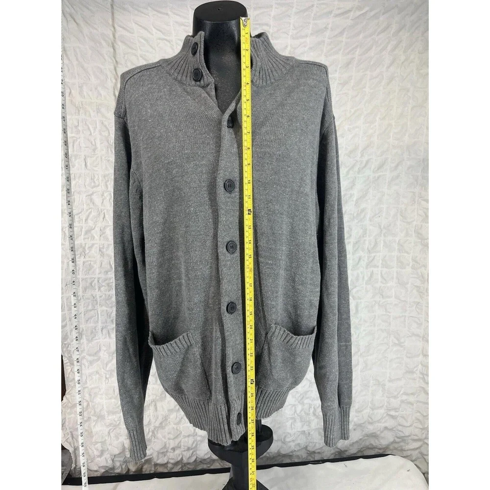 Oscar De La Renta Cardigan Sweater Mens Size XL Gray Stylish Knit Button Front C